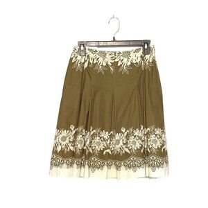 Ann Taylor Loft Petites Brown & White Sunflower A-line Pleated Skirt Size 2P